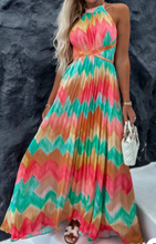Load image into Gallery viewer, &quot;Breeze Plus&quot; Long Maxi Halter Tie Back Pleated Plus Size Spring Summer Dress