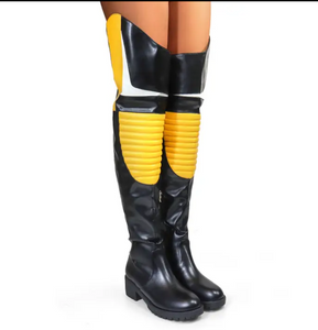 Norrie Over Knee High Boots Black/Yellow