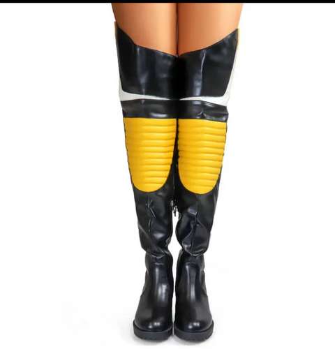 Norrie Over Knee High Boots Black/Yellow