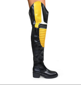 Norrie Over Knee High Boots Black/Yellow